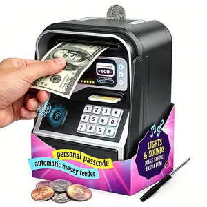2026 New Electronic ATM Piggy Bank For Kids And Adults, Password Protected Coin And Cash Bank With Auto Grab Bill Slot, Large Capacity Money Saving Box Fits All US Coins, Interactive Savings Toy For Boys Girls Birthday Back To School Gift Style