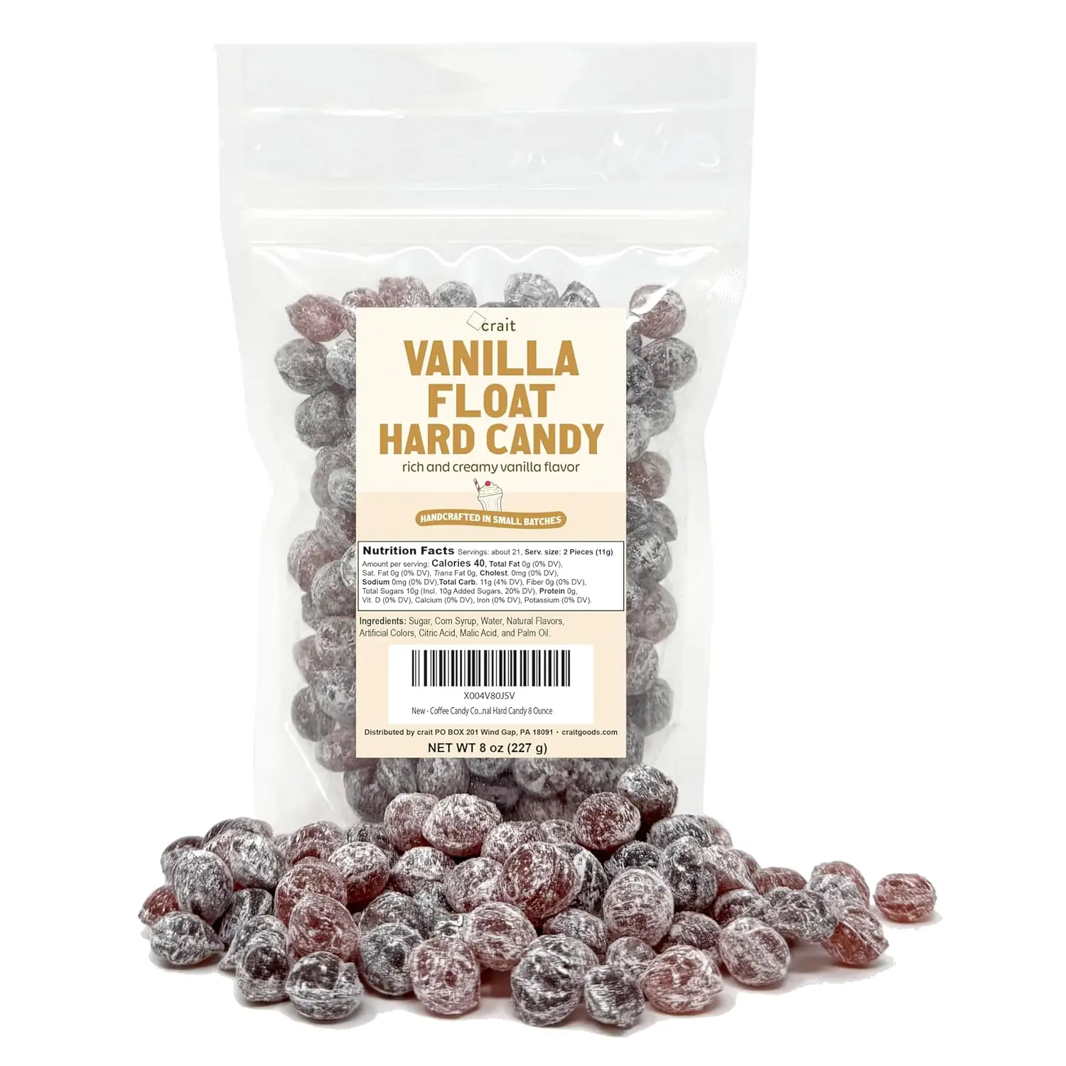 Vanilla Float Sanded Hard Candy - Rich and Creamy Authentic Soda Shop Flavor for Movie Nights and On-the-Go Snacking (8 oz, 200 Pieces)
