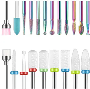Depvko 21pcs Nail Drill Bits Sets, 3/32 Inch Cuticle Electric Nail File and Ceramic Acrylic Gel Nail Bit Kit, Acrylic Nail Art Tools, Carbide Remover Bits for Manicure Pedicure, Home Salon