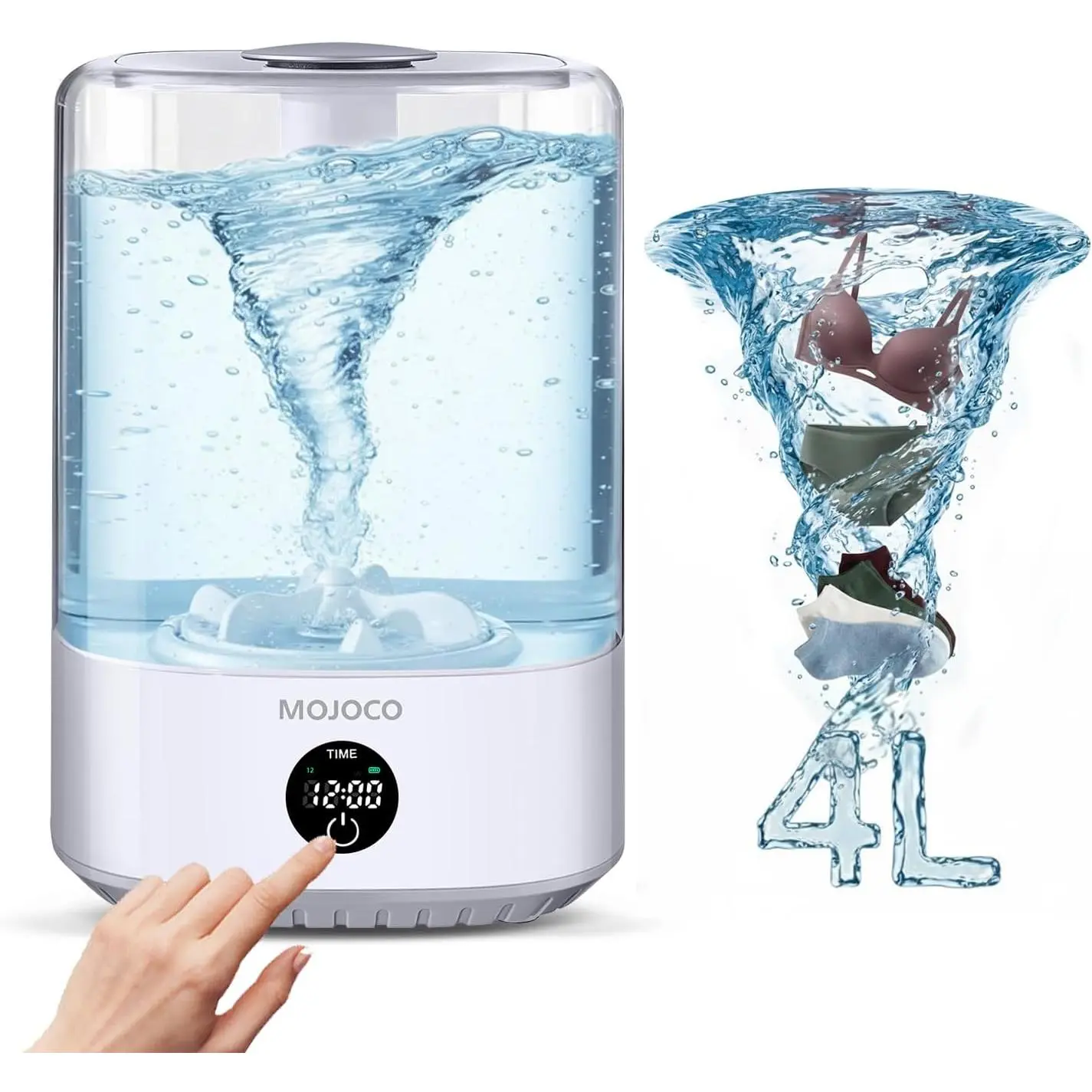 Wireless Washing Machine - 4L Mini Portable Washer Dryer, Rechargeable Cordless Small Unit with 3 Modes for Underwear, Socks, Camping Travelers, Gentle Wash