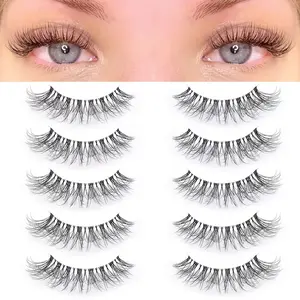 Five pairs of cat eye false eyelashes 10-18mm transparent stem false eyelashes cat eye style natural eyelashes Diy Volume Eyelashes