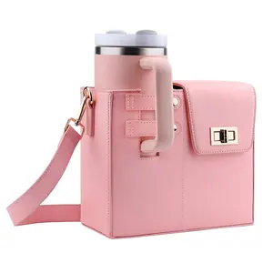 Portable Crossbody Water Cup Storage Bag, 1 Count Crossbody Case with Sports Water Bottle Holder, Drinkware Accessories for Women, Leather Satchel
