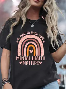 Be Kind Tie Dye Rainbow Choose Kindness Women Kids Girls T-S Print T-Shirt Casual Crew Neck Short Sleeve Comfort Tee Top For Spring & Summer Women's Clothing