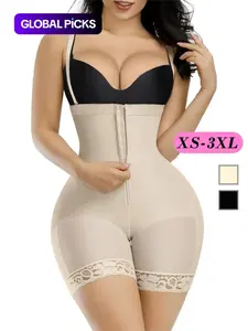 XS-3XL,Women's Plain Contrast Lace Zipper Front Shapewear Romper with Detachable Adjustable Strap Design,Colombian Faja,BBL Fajas， Adjustable Hook & Eye Closure Bodysuit, High Waisted Tummy Control Shapewear for Daily Wear，wedding dress，prom dress