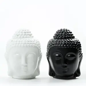 Buddha Head Design Candle Holder, Unique Design Ceramic Home Decor, Elegant Candle Holder for Living Room Bedroom, Freshener, Aromatherapy Oil Diffuser, Halloween, Aromatherapy Scent Diffuser