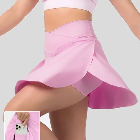 Halara Softlyzero Airy Crossover Side Pocket 2-in-1 InstantCool Tennis Skirt-Lucid-Longer Length