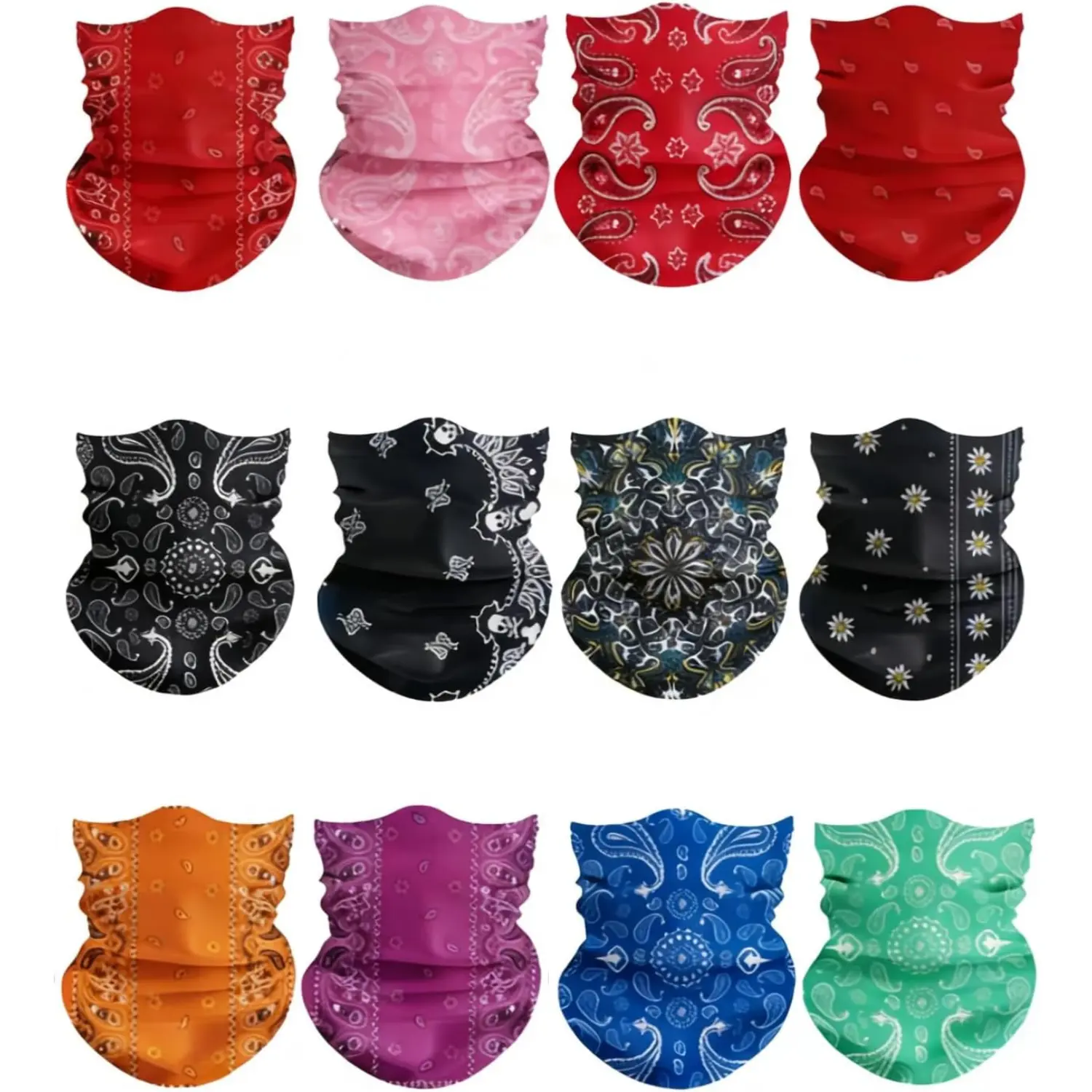 12 Pack Paisley Neck Gaiter Face Cover Bandana for Men Women