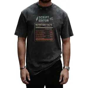 Witty Writer Gift Tee – Washed Nutrition Facts T-Shirt for Script Editors