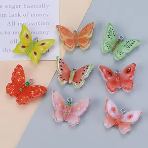 Cute Fruit Butterfly Pendant, Resin Strawberry Watermelon Bug Charm, DIY Jewelry Making, Bracelets, Necklaces, Earrings, Keychains