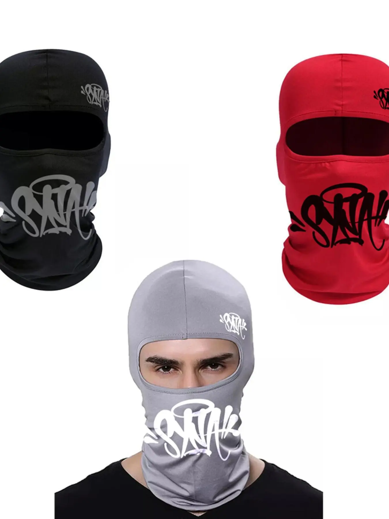 Y2K Full Face Mask with Letter Print, Unisex Street Style, Slim-Fitting, All-Seasons, Non-Sensitive Good, No Batteries Included