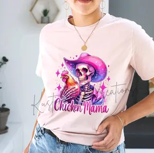 Chicken Mama • T-shirt Tee Shirt Comfortable Unisex Top Sublimation Casual Graphic Shirts Cute Chickens Mom Farm Western Skull