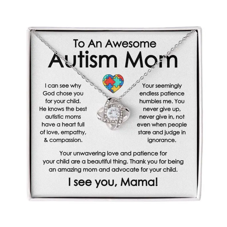 Autism Mom Necklace, Proud Autism Mom, Autism Awareness for Mothers Day Gift, Autism Acceptance, Special Ed Mom, Autism Support, Necklace With Message Card and Box, Gift for Birthday