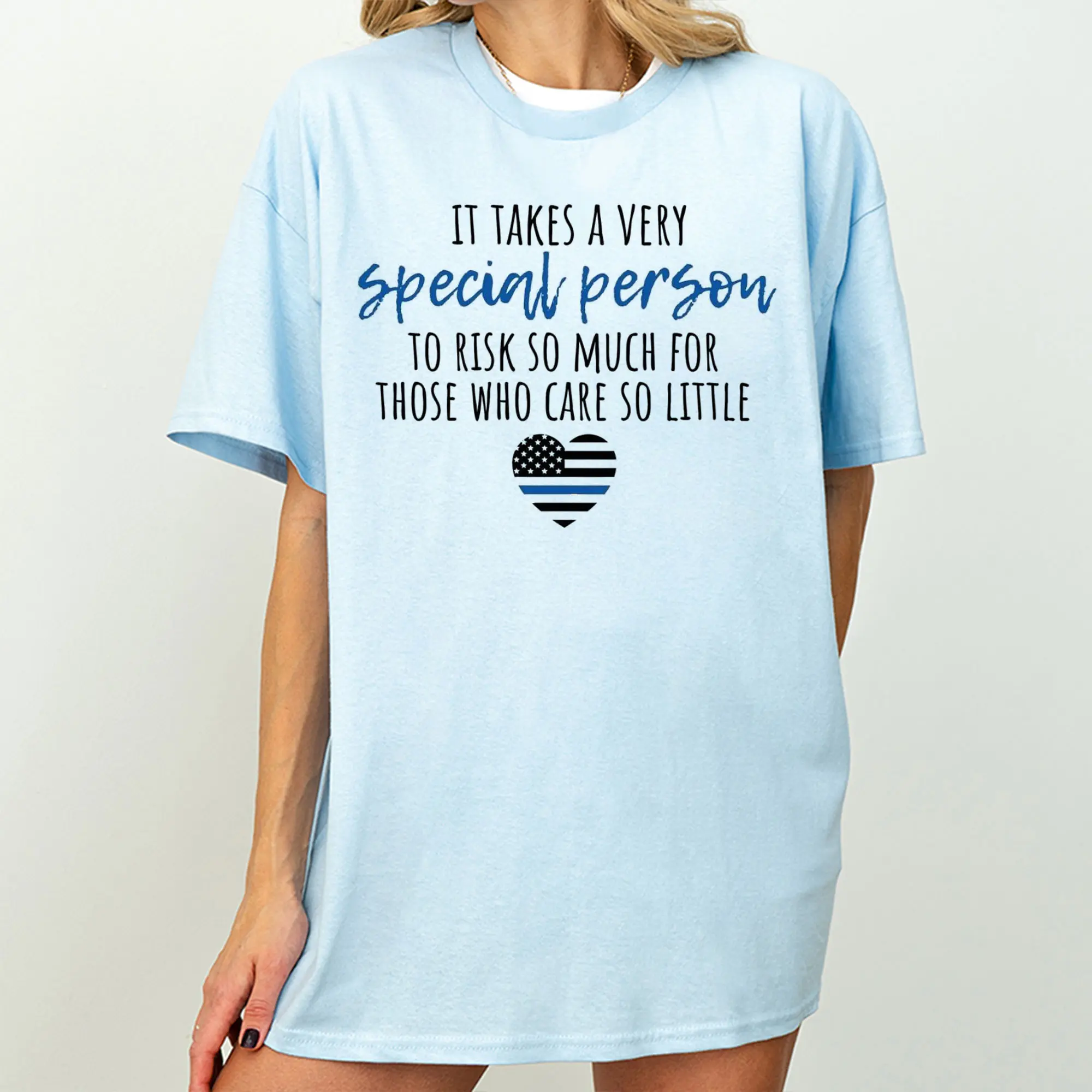 [100% Cotton] It Takes A Very Special Person T-Shirt, Special Person Police Graphic Tee, Thin Blue Line Shirt, Law Enforcement Patriotic Tshirt, American Flag Police Support Tee, First Responder Short Sleeve Shirt, Gift For Police Officer Family