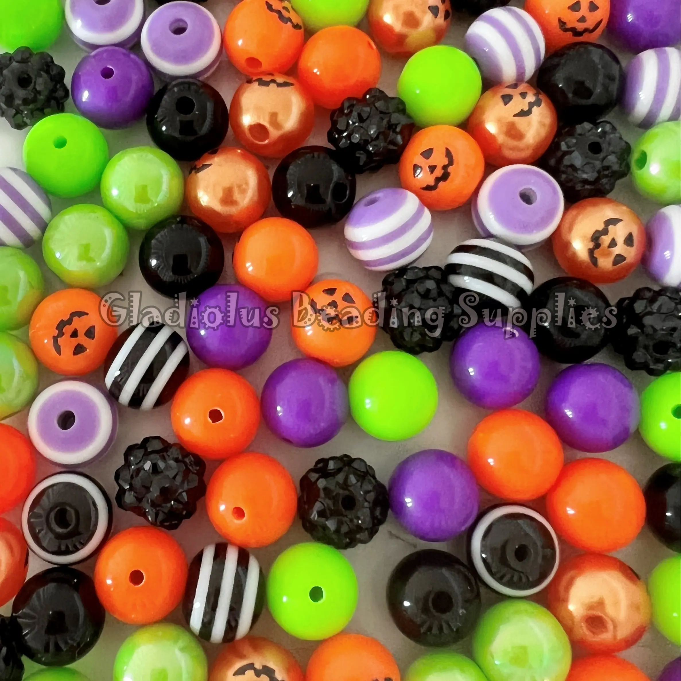 100 Qty 12mm Beads, Halloween Set Beads Craft, Acrylic Beads, Chunky Bubblegum Beads, Round beads, Gumball Beads, Beading Supplies
