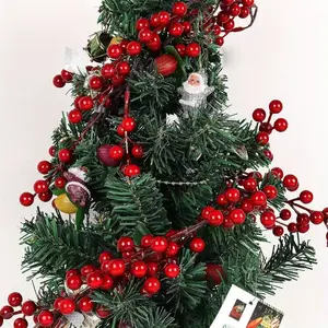 Artificial Raspberry Vine Christmas Decoration, Bendable Stems, 6.23 Feet Tall, Perfect for Fireplace, Staircase, Table Decorations