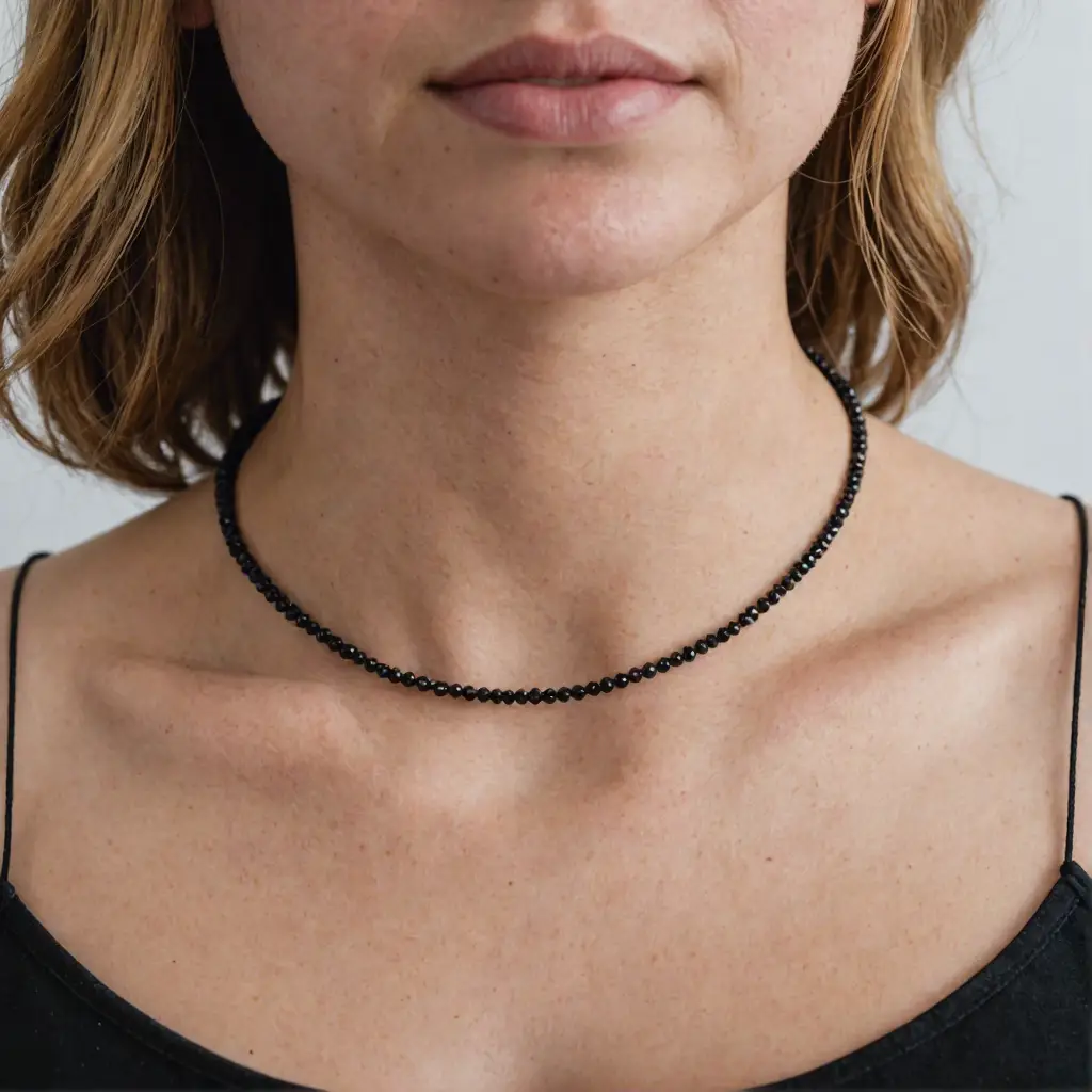 Tiny Gemstone Beaded Choker Necklace, Dainty Faceted Gemstone Beaded Necklace, Waterproof Crystal Beaded Choker, Mother's Day Gift, gift for her