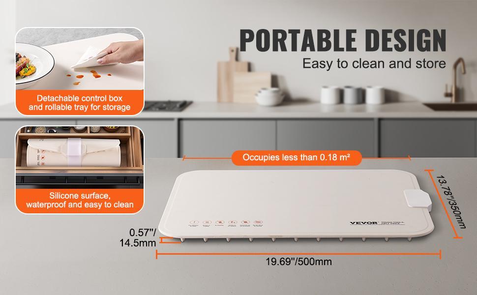 VEVOR Electric Warming Tray Rollable Food Warming Mat w/ Temp Control for Buffet