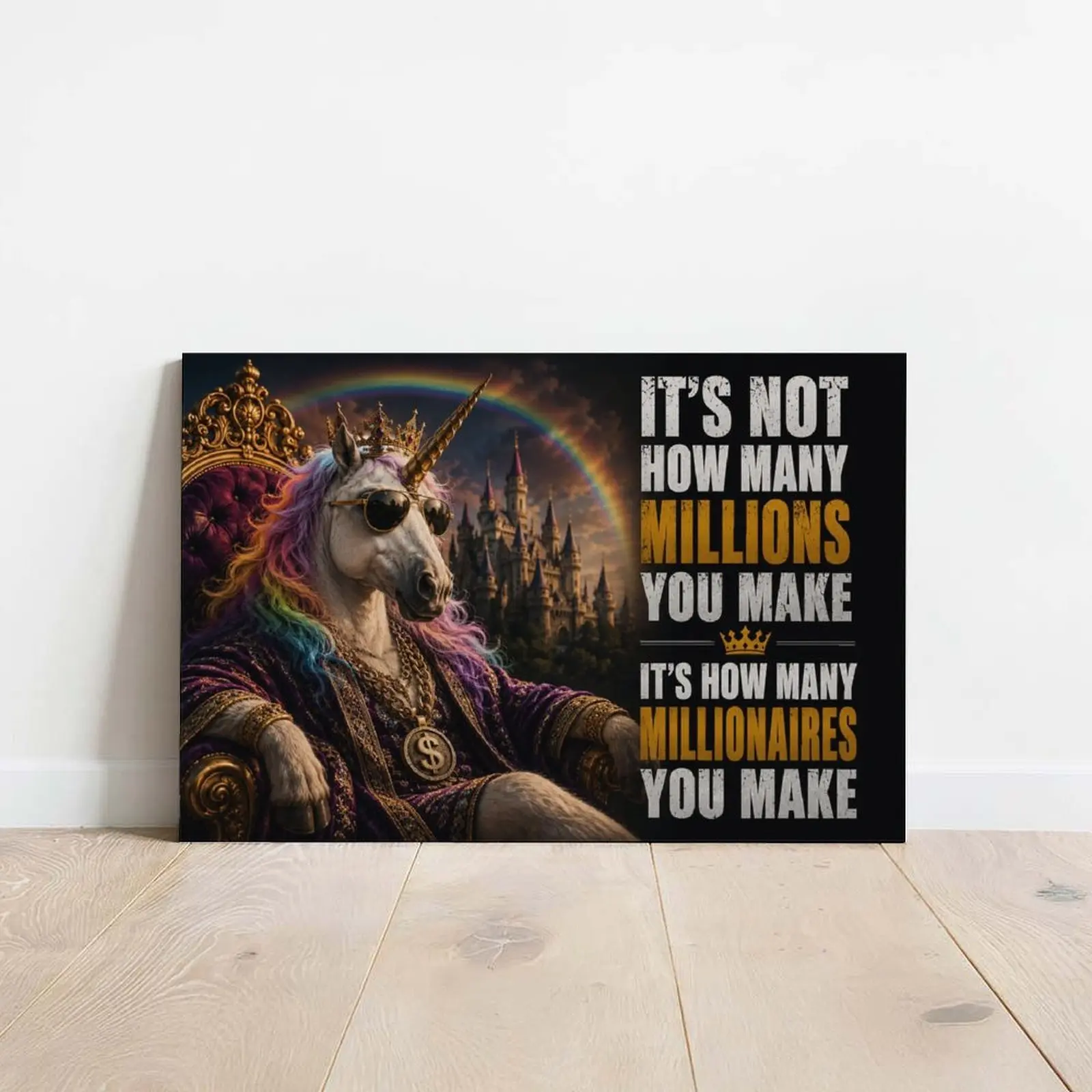 Custom Graffiti Mansion Synthwave Sunset Canvas Wall Art, High-Quality Decor for Home Living Spaces