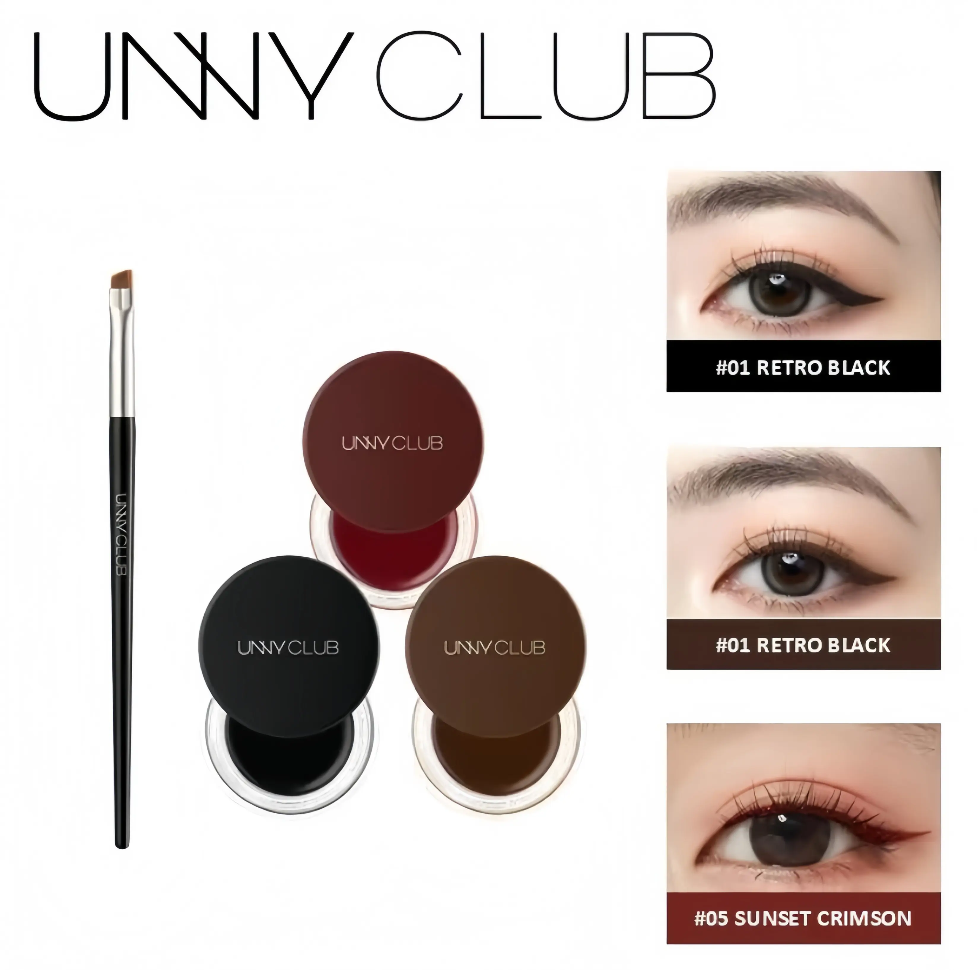 UNNY CLUB 2-in-1 Eyeliner & EyebrowGel, Long-Wear Waterproof & Smudge ProofFormula, Smooth Application Eye Makeup forBeginners, Eye Liner Waterproof Smudge Proof,Eye Makeup Product