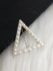 Women's Handmade Delta Greek Sorority Brooch Clip, Imitation Full Pearl Triangle Shape, Party Style Jewelry Gift, Fashion Accessory
