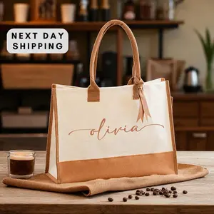 Custom Canvas Tote Bag, Personalized Gift For Her, Bridal Party Gift, Bridesmaid Tote Bag, Teacher - Nurse Bag