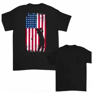 American Flag Golf T-shirt, Patriotic Golfer Gift Unisex Tee, Unisex Fit Casual Essential, For Men And Women.