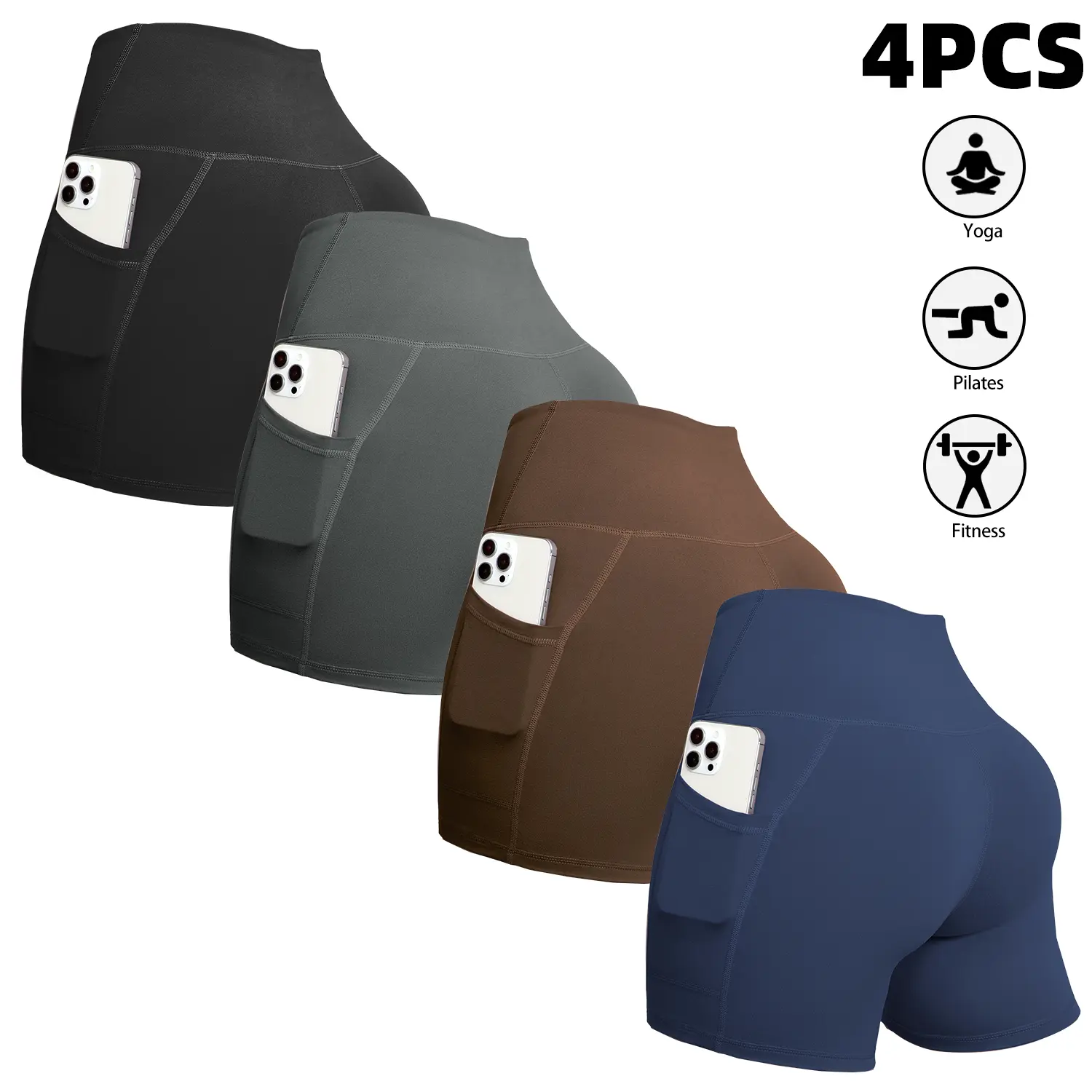 4PCS-Black+Gray+Navy+Coffee