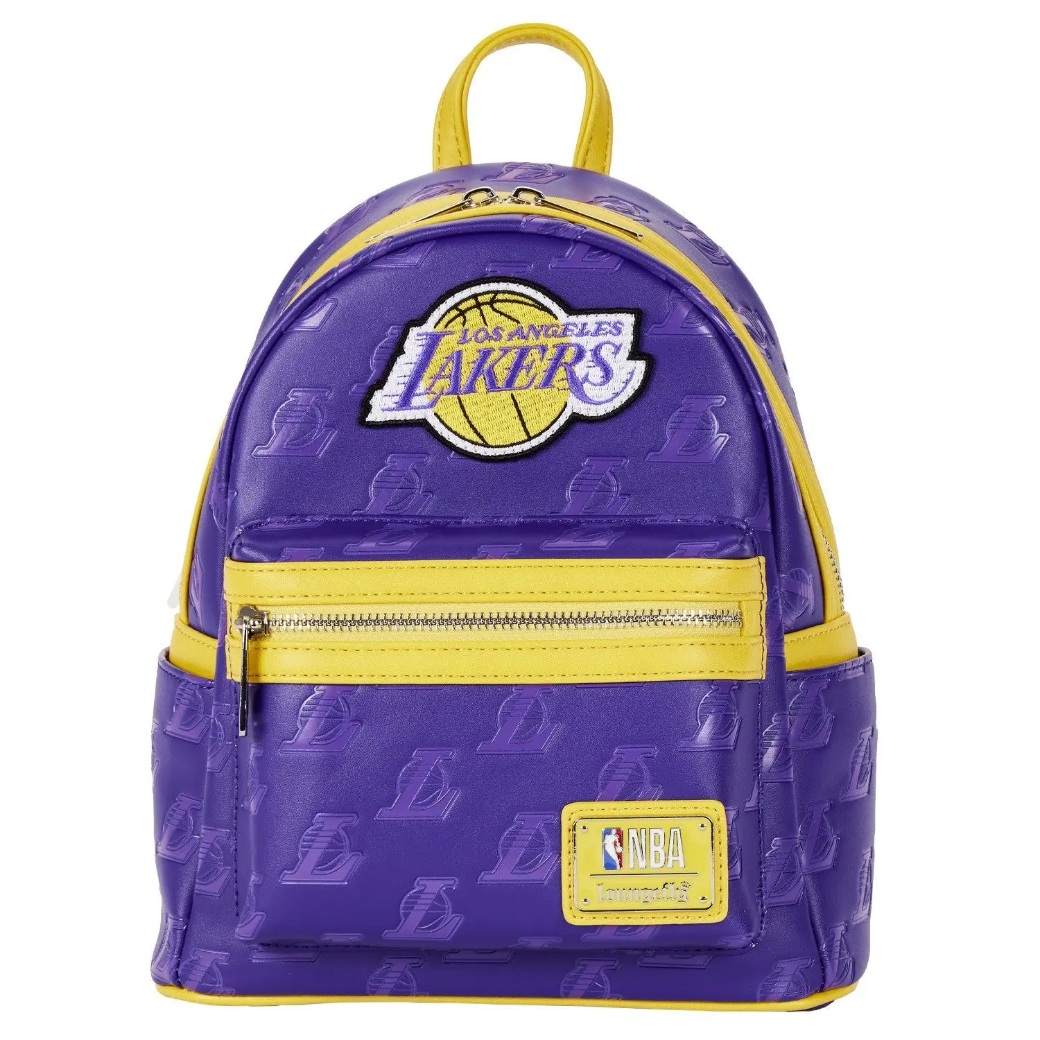 NBA LA Lakers Mini Backpack in Vegan Leather, Officially Licensed Bag with Debossed Logo, Adjustable Straps, and Sturdy Metal Hardware