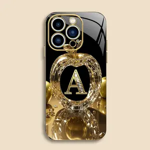 Suitable for [iPhone 15 Pro] New high-end gold letter electroplated gold edge mobile phone case new business simple explosion-proof mobile phone case affordable anti-fall anti-fingerprint 995