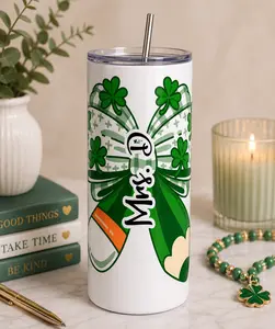 Green Pencil Bow Tumbler