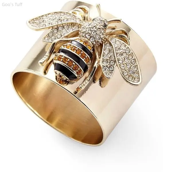 Wrist Jewelry Finger Ring Trendy Hot Cross-border Statement Hand Decor Elegant Sculpted Bee Design Luxury Glossy Surface Ideal For Ladies Night Out Dating Street Styling