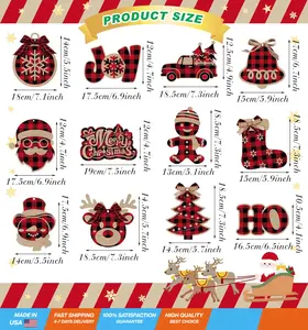 48 Pcs Christmas Hanging Swirls Decorations Christmas Buffalo Plaid Santa Elk Joy Ho Gingerbread Man Ceiling Decor Ornaments for Christmas Tree Xmas Holiday Party Supplies