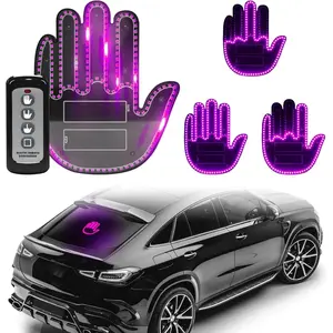 Hand Gesture Light with Remote, Pink LED Finger Funny Window Sign Light Accessories for