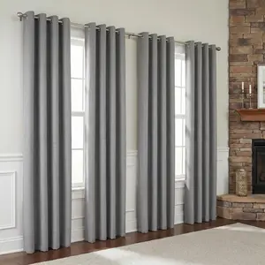 Linen Polyester Blackout Curtains, 4 Panels Total, Elegant Metal Grommet Drapes with Multi-Size & Multiple Color Options, Thermal Opaque Privacy Curtains for Living Room, Bedroom Home Decor, Linen Polyester Curtains, Opaque Curtains