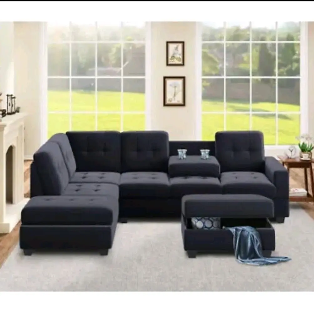 Modern Sectional Sofa W/ Reversible Chaise, L Shaped Couch Set W/ Stora...