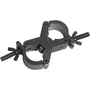 Lighting Truss Swivel Coupler Clamps for Lights, Quick Release Dual Head Truss Clamp, 30mm-35mm Dual Swivel Tube Clamp, Wrap Around Pipe Clamp Mounting Bracket(Black)