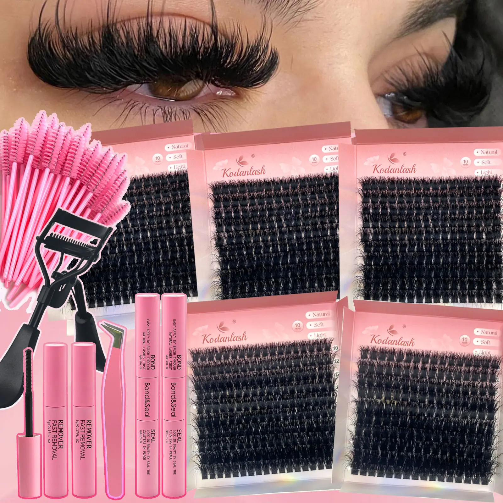 DIY Lash Extension Kit Comfortable Dramatic Look False Eyelash Long Thick Halloween Christmas & Party Looks Fluffy Eyelashes Cluster Set Eye Makeup Accessory Girl Eye Extension DIY Eyelash Extensions DIY Lash Clusters Gift For Home Makeup