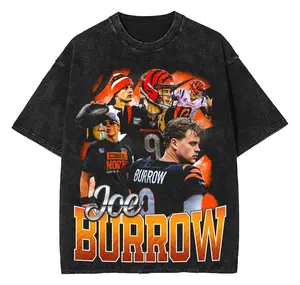 Joe Burrow Bestseller Wash Tee, Cincinnati Football Bootleg Shirt, American Retro Fan Shirt, 90s Vintage, Unisex Bootleg Tees