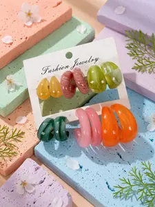Women's Fashion Resin Earrings Set, Multicolor Dopamine Design, Casual Daily Wear Jewelry, Earring Stack, Perfect Holiday Gift