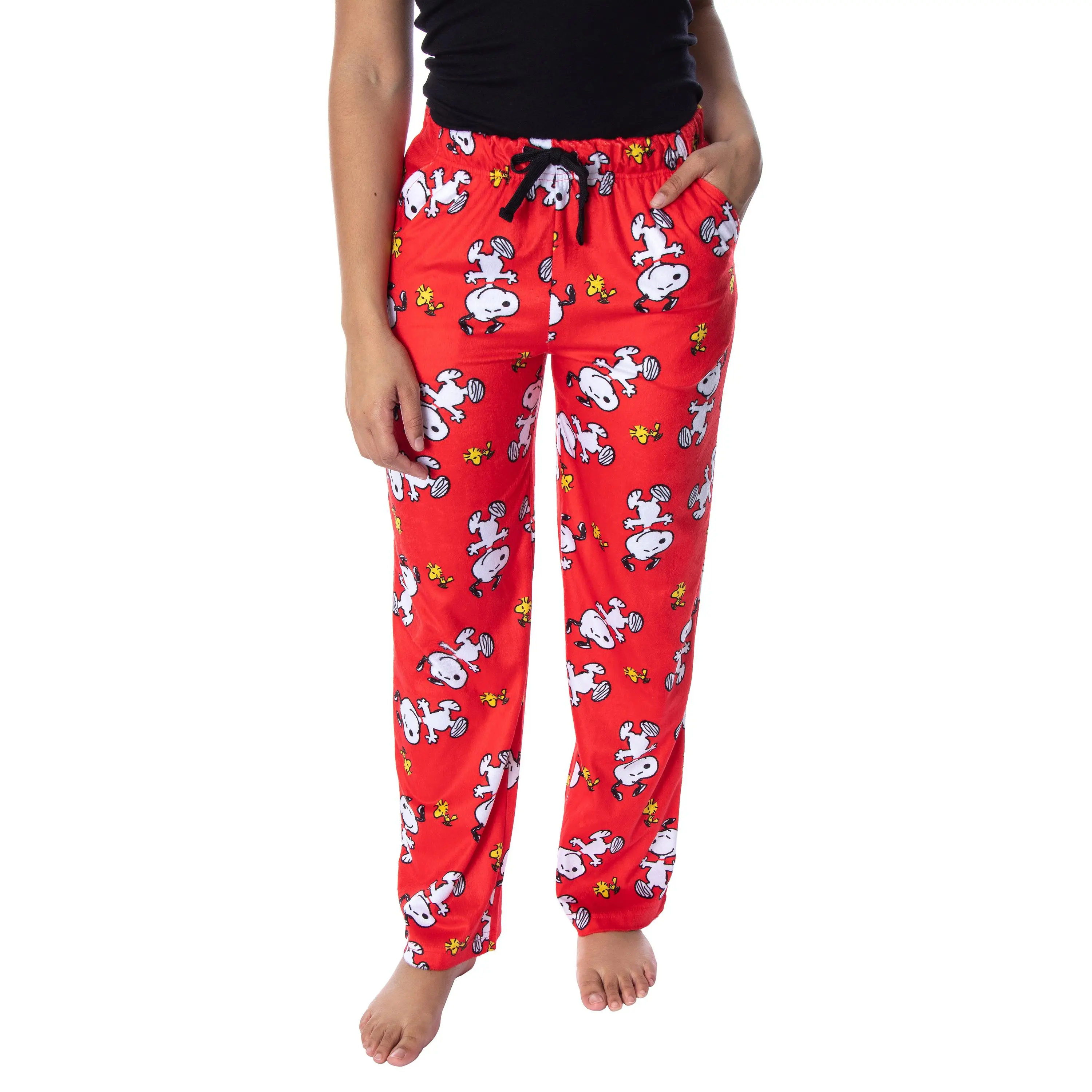 PJammy Women's Peanuts Snoopy & Woodstock Comic Strip Print Light Fleece Lounge Pajama Pants with Pockets, Nightwear, Pyjamas