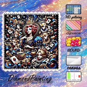 DIY 5D Flocking Cloth Diamond Painting Handmade Kit, AB Rhinestones, Fairy Dust Rhinestones, Crystal Rhinestones, Goddess, Playing Cards, Flowers Diamond Embroidery, Special Craft Diamond Art Kit, Wall Decoration, Gift for Family, Loved Ones, and Friends
