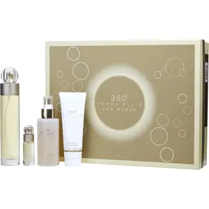 Perry Ellis 360 Set-Edt Spray 3.4 Oz & Body Mist 4 Oz & Shower Gel 3 Oz & Edt Spray 0.25 Oz Mini For Women