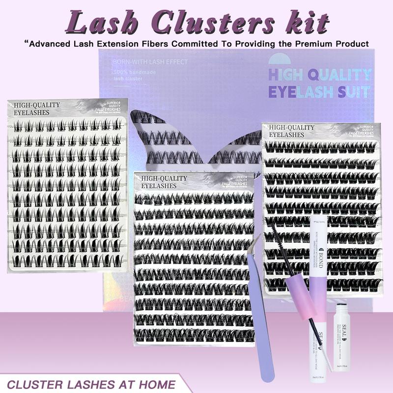 At-Home Lash Extension Kit Customizable Volume 8-16mm Long-Wear Waterproof Includes Lash Clusters Tweezers Glue Super Soft Reusable Easy Application Individual False Eyelash High Quality Eyelashes Flawless lash clusters lash clusters kit lash cluster