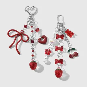 1 piece sweet, cute, stylish, attractive DIY keychain/bag charm featuring a bear, bow, heart, cherry, and star in multiple colors; suitable for girls’ everyday wear and as a holiday gift.