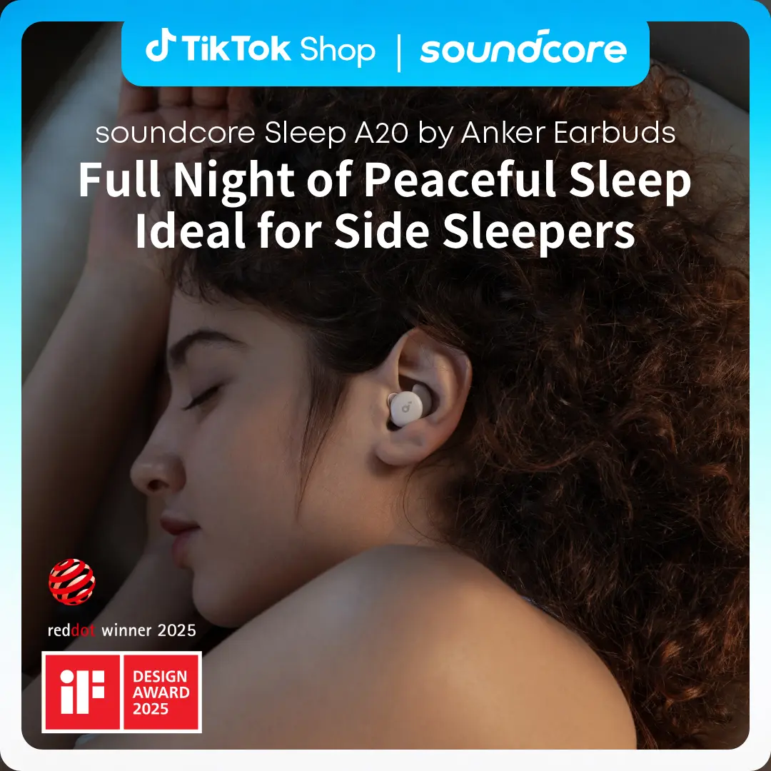 soundcore Sleep A20 by Anker Sleep Earbuds, 30dB High-Frequency Noise Reduction, Small Earplugs for Side Sleepers, 80H Playtime, Stream Content via Bluetooth 5.3, Sleep Monitor, Personal Alarm