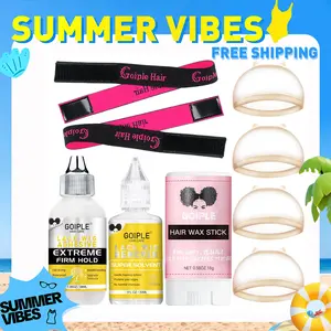 【SUMMER VIBES】Waterproof Lace Wig Glue Set - 9 Count with Wig Glue Remover, Hair Wax Stick, and Wig Styling Tools Kit Gel Invisible Bond Natural Look Adhesive