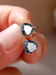 1 Pair Glamorous Multicolour Cubic Zirconia Stud Earrings For Women For Wedding Engagement Anniversary Party Jewelry Valentine's Day Gift Studs Earrings