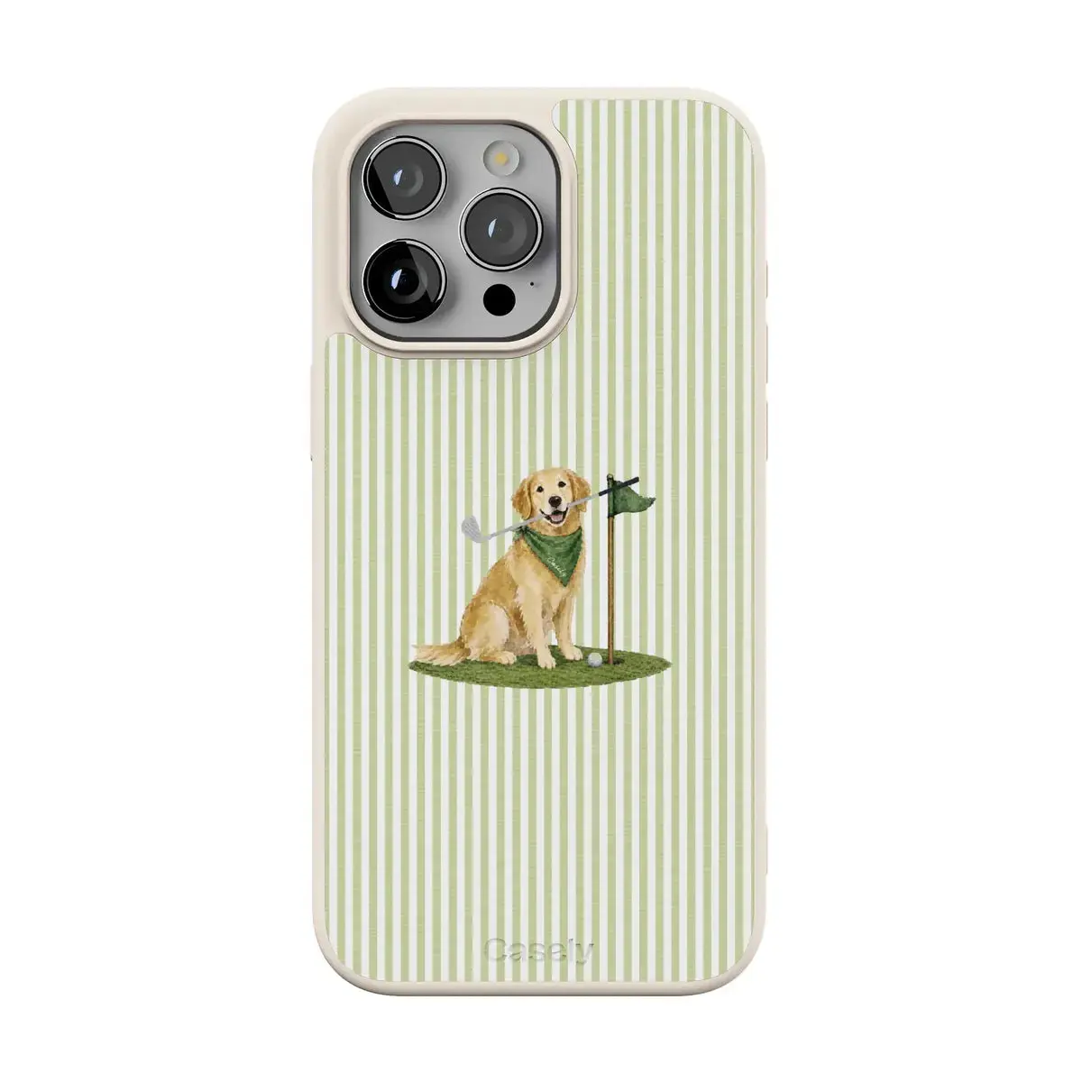 Casely iPhone 15 Pro Case | Clubhouse | Golden on the Green | Align Soft-Touch Flexible Bumper Case | Compatible with MagSafe