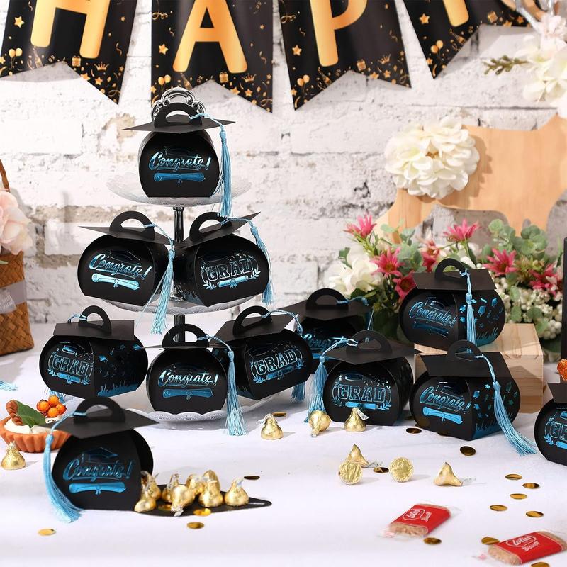30 Pcs Graduation Cap Gift Boxes Graduation Party Favors Graduation Gifts Class of 2025 Candy Box with Tassel Table Centerpieces Graduation Decoration Treat Candy Boxes for Grad Party Supplies