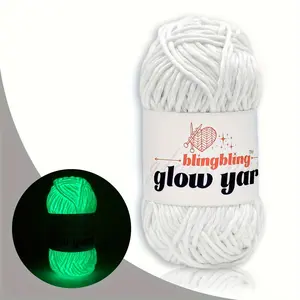 55 Yards 1.76 Ounces Glow-In-The-Dark Polyester Yarn, Ideal for DIY Crafts, Knitting, Crochet, Christmas, Halloween Projects